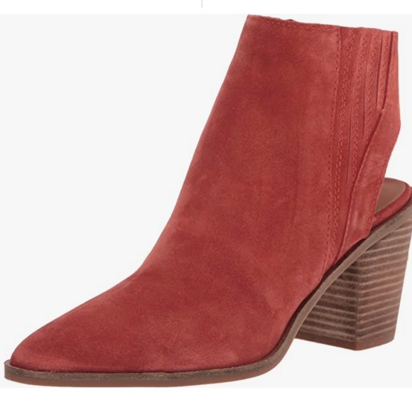 ♥️Size 10 - Lucky Brand Women's Shyna Open Back Block Heel Bootie (Rancho Red) - Picture 3 of 15
